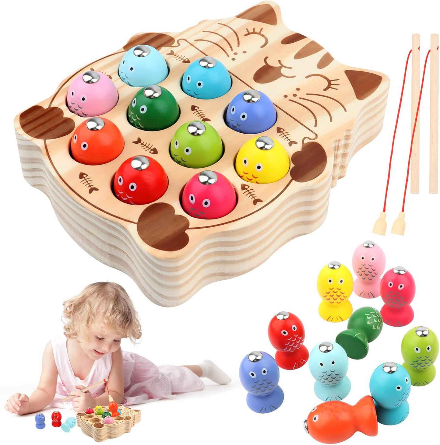 Jouets en bois  – FishyFun™ attrape-poissons Montessori