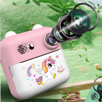 appareil photo enfant rose avec motif licorne