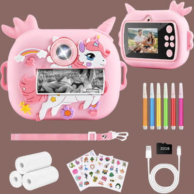 appareil photo enfant rose avec accessoires