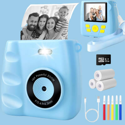 appareil photo enfant bleu avec accessoires