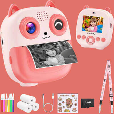 appareil photo instantané enfant rose avec accessoires