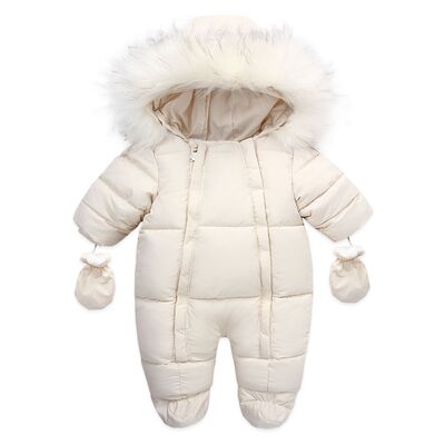 Barboteuse polaire beige à manches longues