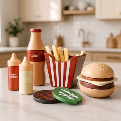 Dinette fast-food en bois,idée-cadeau pour petite fille