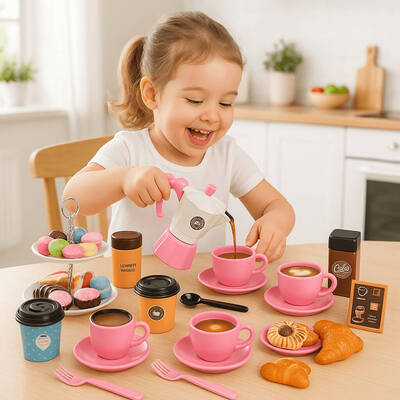 Dinette service à thé complet pour enfants , couleur rose