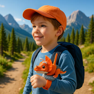 enfant en randonnée portant un talkie walkie enfant au poignet