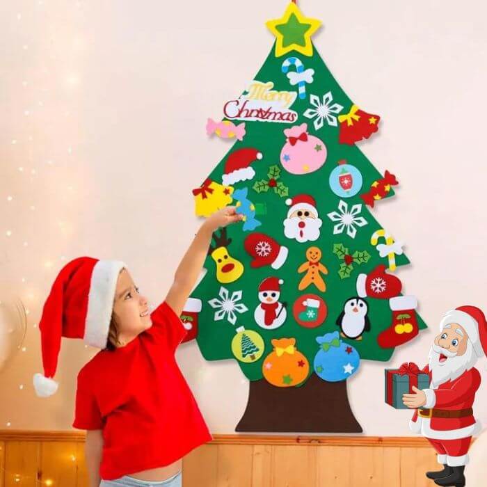 sapin de noël en feutrine pour les enfants décoration et jeux éducatifs