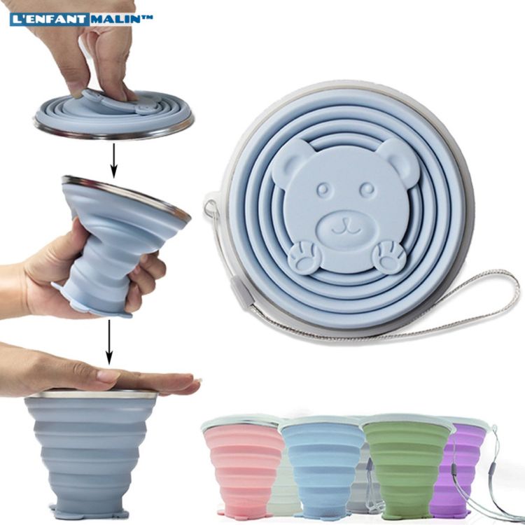 verre d'eau télescopique en silicone alimentaire pour enfants et adulte transportable partout voyage été 2023