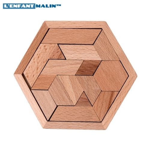 casse tete chinois en bois marron clair casse tete bois casse tete en bois puzzle adulte bois puzzle tangram boutique l'enfant malin collection casse tete tangram montessori