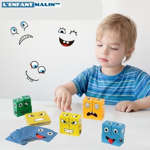 enfant qui joue au jeu de societé en bois grimaces colorés amusant jeu de societé pour enfant jeu de societé pour adulte enfant malin boutique jeu éducatifs jeu en bois