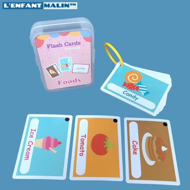 jeu éducatifs anglais pour enfants flashcards anglais pour débutant facile pour les enfants jeu intéractif jeu éducatifs avec carte illustré facile pour les enfants pour initiation à l anglais boutique jeu éducatifs l'enfant malin collection anglais pour enfants apprendre la nourriture en anglais