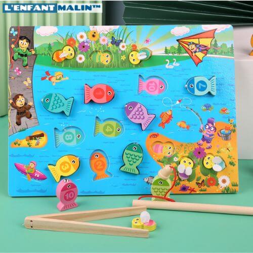 jeu magnĂ©tique pĂȘche Ă  la ligne magnĂ©tique jeu aimantĂ© pĂȘche Ă  la ligne bĂ©bĂ© boutique L'Enfant Malin jeux Ă©ducatifs enfants