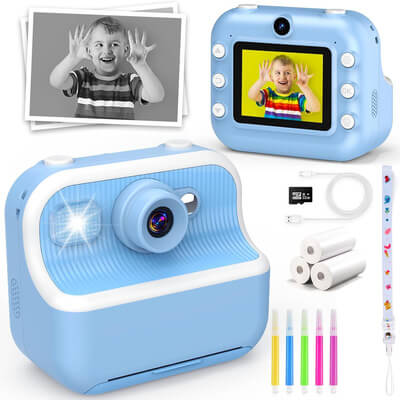 appareil photo enfant bleu avec impression thermique
