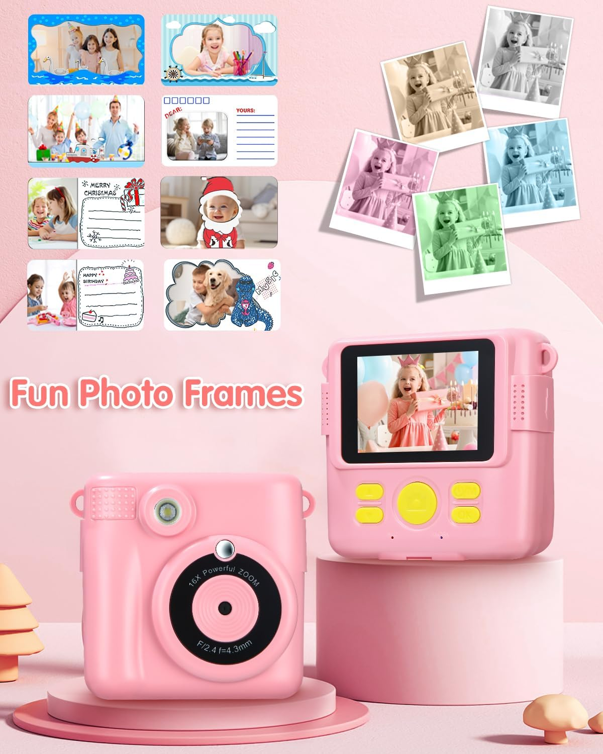 Appareil photo instantané enfant rose imprimer photo