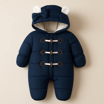 Barboteuse à capuche bleue