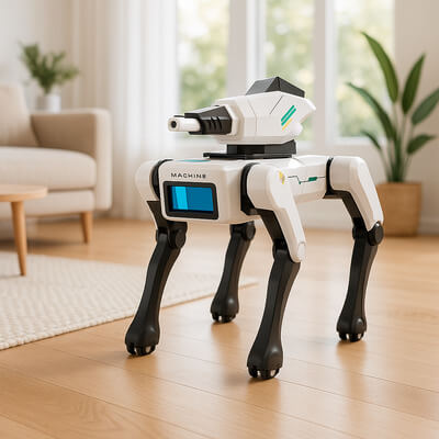 Chien robot interactif blanc pour enfants, jouet STEM éducatif programmable, robot intelligent à quatre pattes