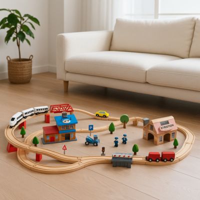 circuit train en bois pour les enfants