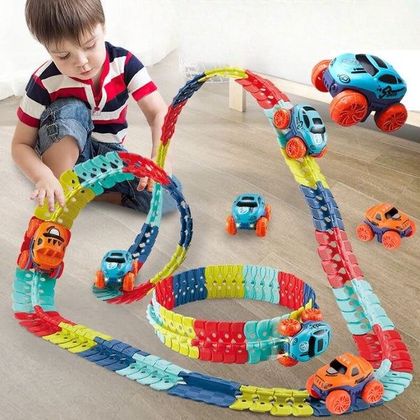 Circuit de course Voiture auto flexible led construction brique jouet enfant