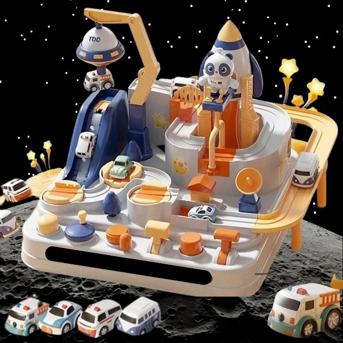 circuit voiture montessori théme Lune pour les enfants