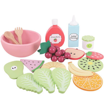 dinette enfant en bois avec fruits pour jeu d’imitation