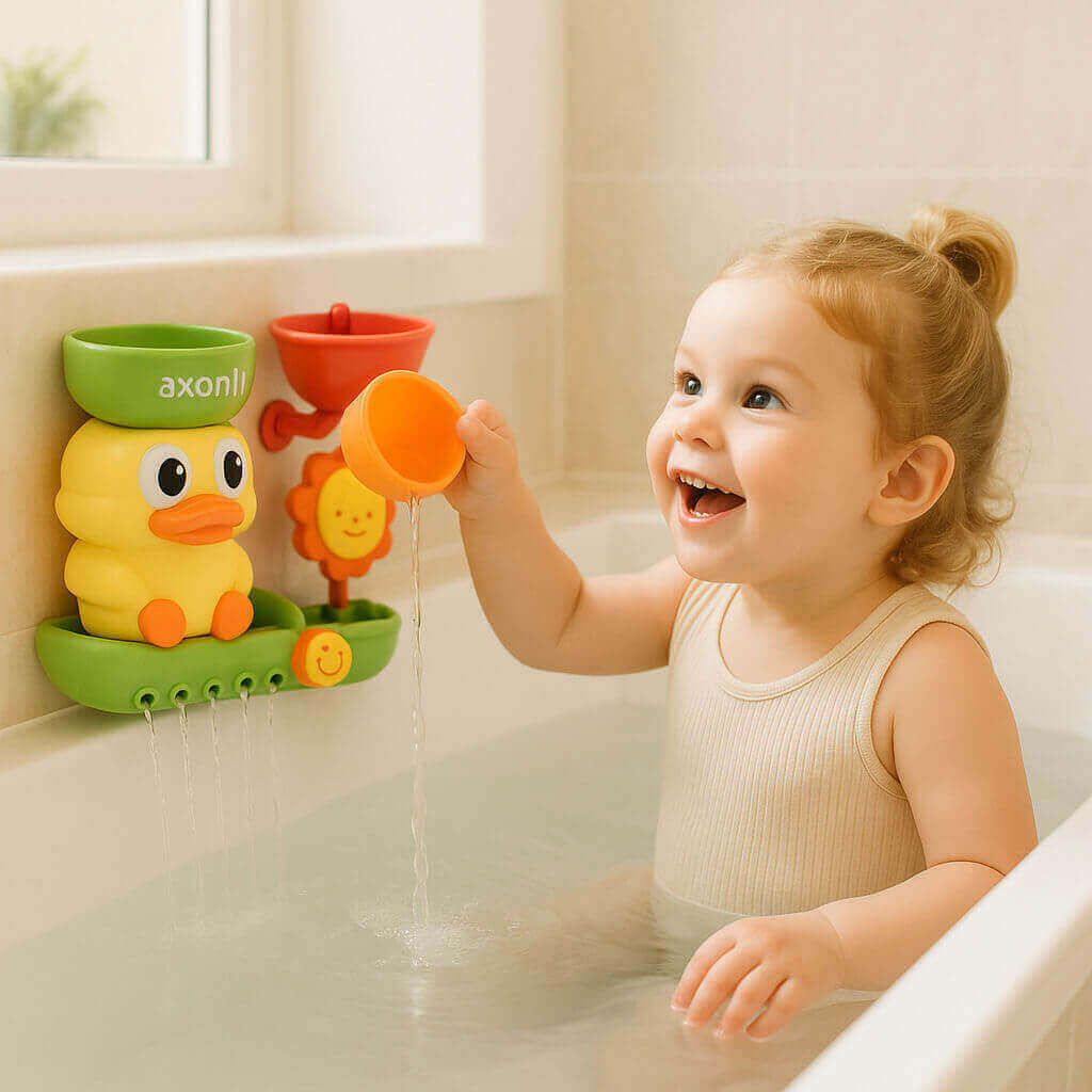 jouet de bain éducatif qui stimule l’éveil sensoriel du bébé