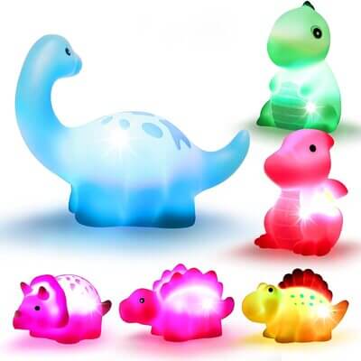 Jouets dinosaures pour le bain avec lumière LED colorée, amusants et sécurisés