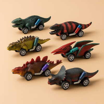 Jouets dinosaures en forme de voitures pour organiser des courses