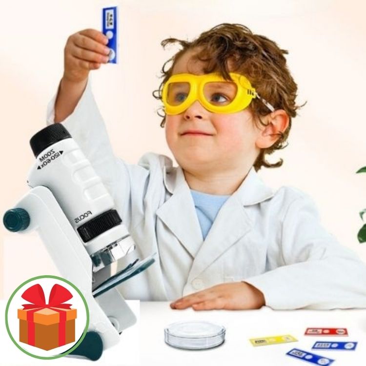HUTACT Mini microscope pour enfants, microscope de poche 60X-135X avec 5  lames de microscope, microscope portable pour enfants et étudiants