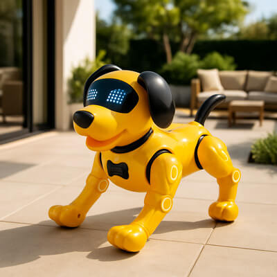 Robot chien dansant jaune