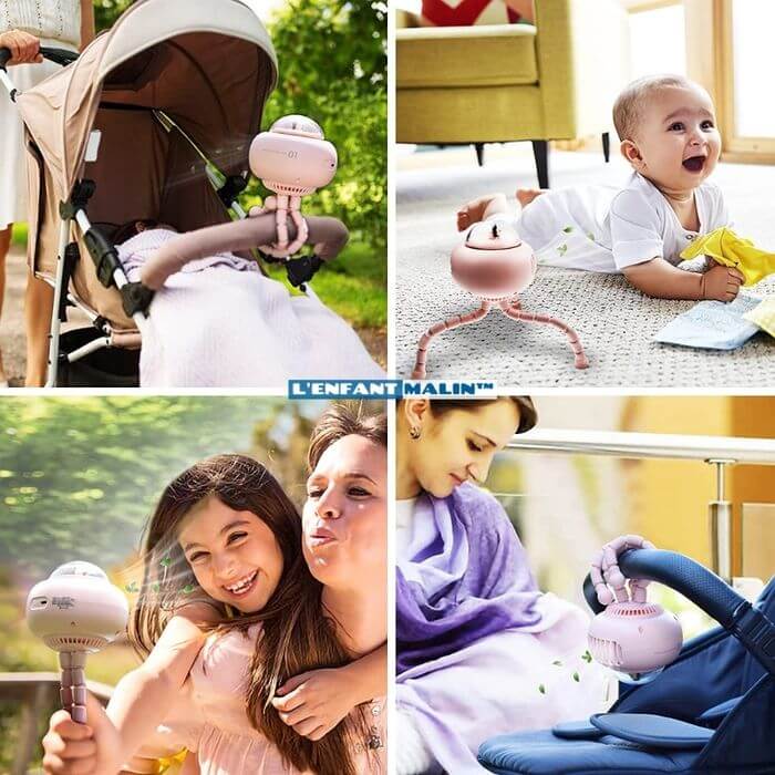 ventilateur portatif pour poussette bébé malin enfant bureau été 2023 chaleur ventilateur multisupport 