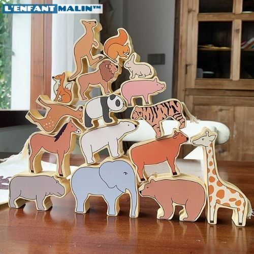 jeu de construction en bois jeu en bois animaux equilibre dexterité enfant developpement jeu en bois jeux de construction bois jouet en bois boutique enfant malin jeu éducatifs en bois jeu éducatifs bois