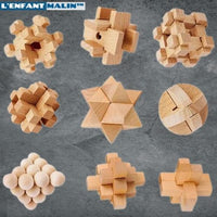 Puzzles casse-tête en bois pour enfants adultes, jeux de puzzle de l'esprit  pour test de QI, jouets de puzzle de défi de déverrouillage chinois