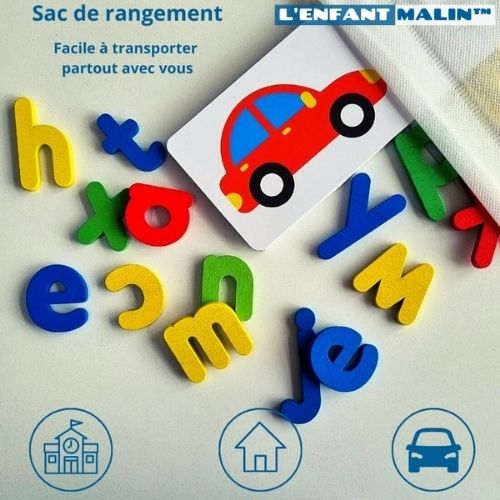 jeu éducatifs pour apprendre l anglais pour les enfants et les débutants sac de ragenement facilement transportable en voyage  lettres colorés alphabet colorés l enfant malin collection anglais pour enfants
